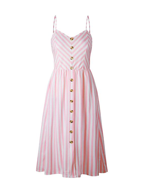 striped button up a-line dress - 16019224 - Zoom Image - 2