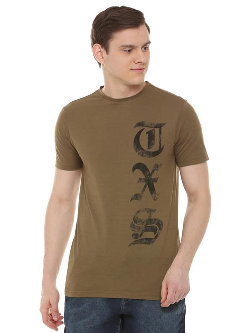 brown typographic front print t-shirt - 16019657 - Standard Image - 1