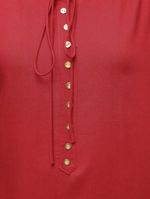 solid placket detail straight kurta - 16019699 - Standard Image - 6
