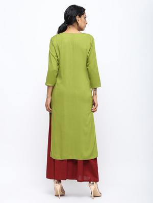 solid placket detail straight kurta - 16019700 - Standard Image - 4