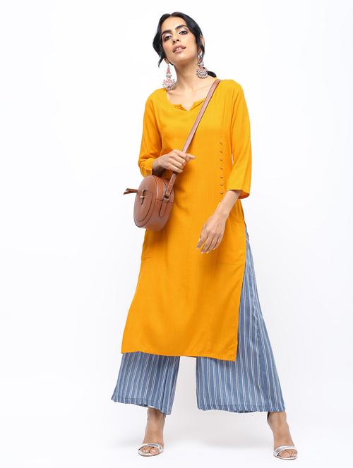 solid straight kurta with pocket - 16019706 - Standard Image - 1