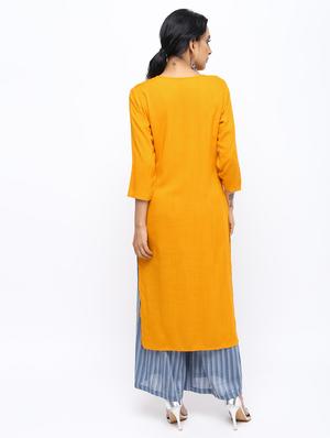 solid straight kurta with pocket - 16019706 - Standard Image - 4