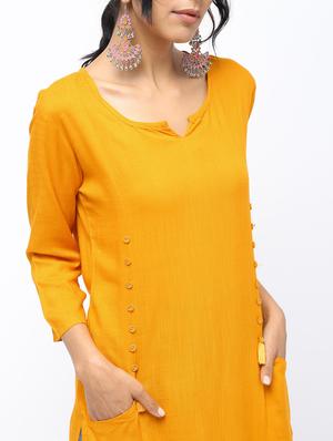 solid straight kurta with pocket - 16019706 - Standard Image - 5