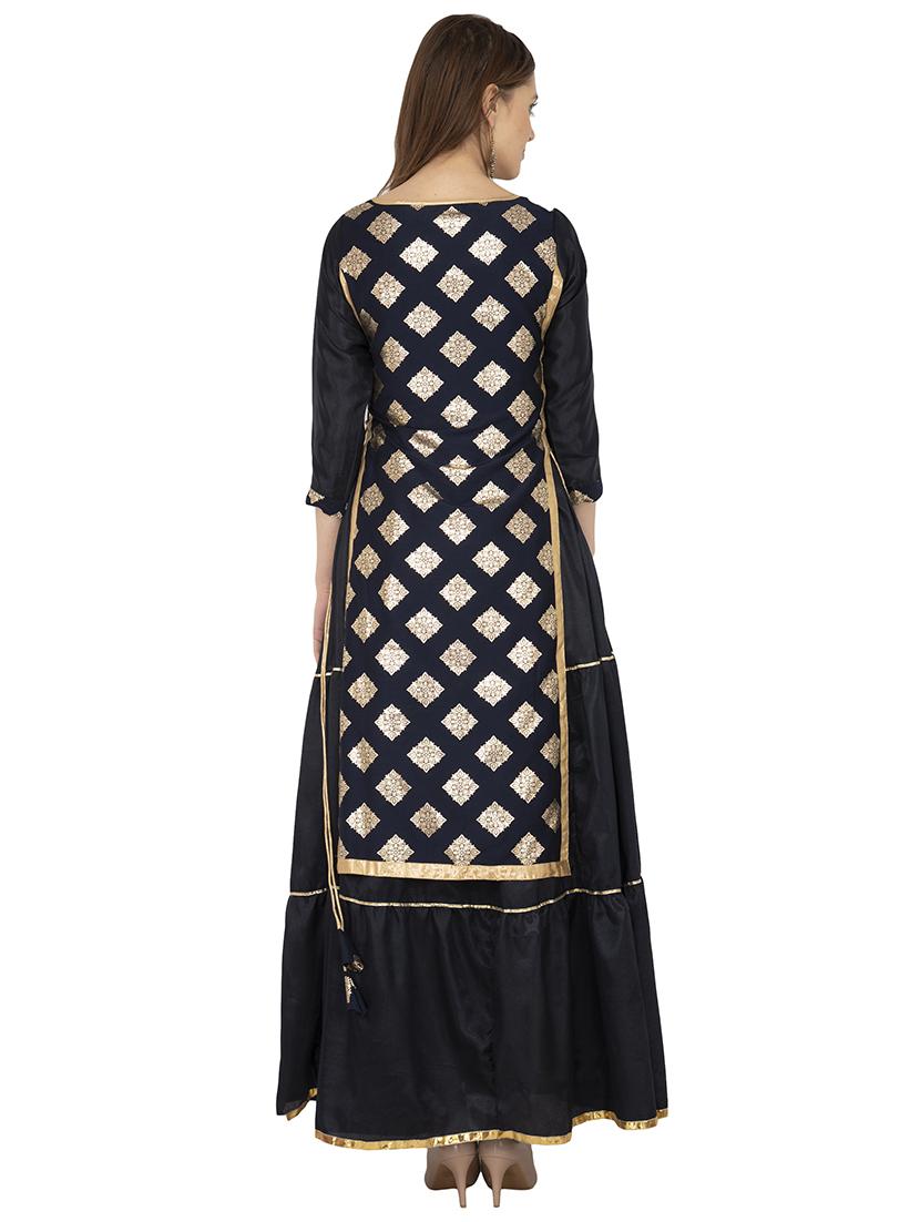 layered foil print kurta - 16019740 - Zoom Image - 3
