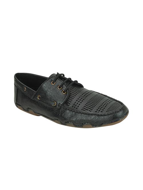 black leatherette lace up casual shoes - 16019743 - Standard Image - 1