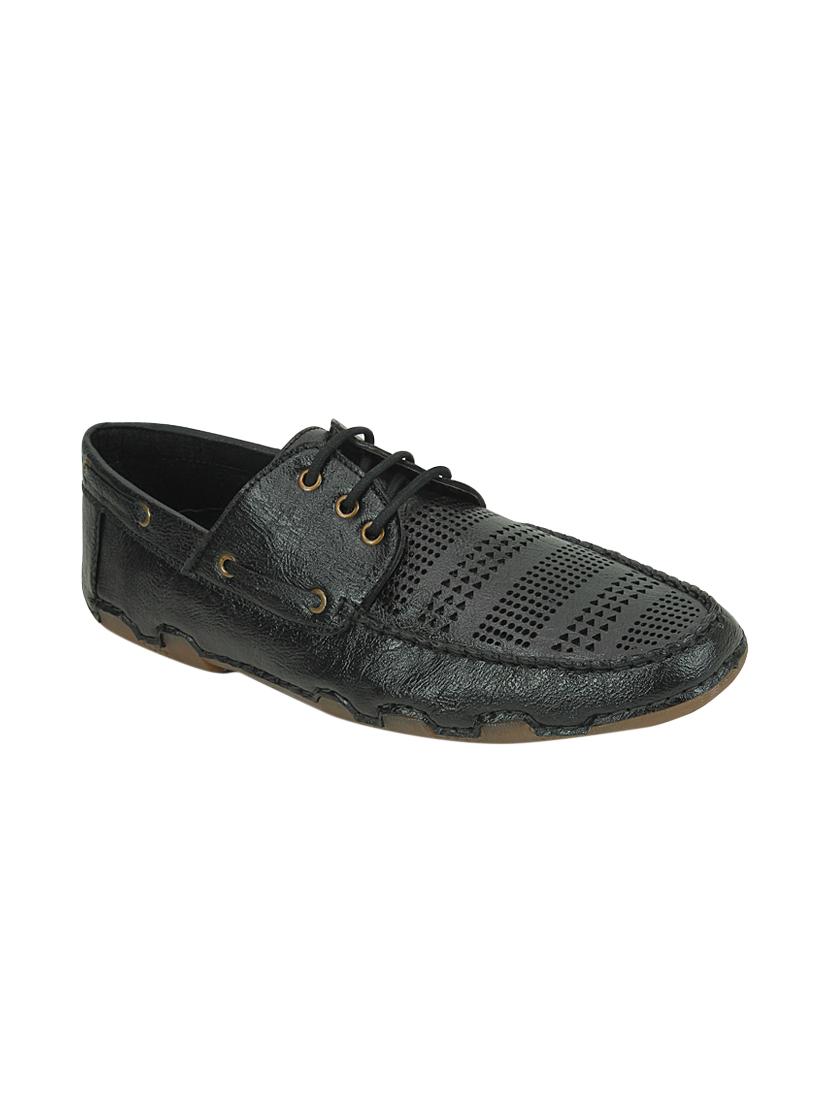black leatherette lace up casual shoes - 16019743 - Zoom Image - 1