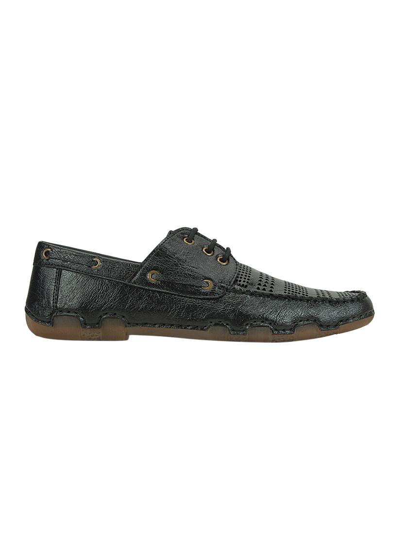 black leatherette lace up casual shoes - 16019743 - Zoom Image - 2