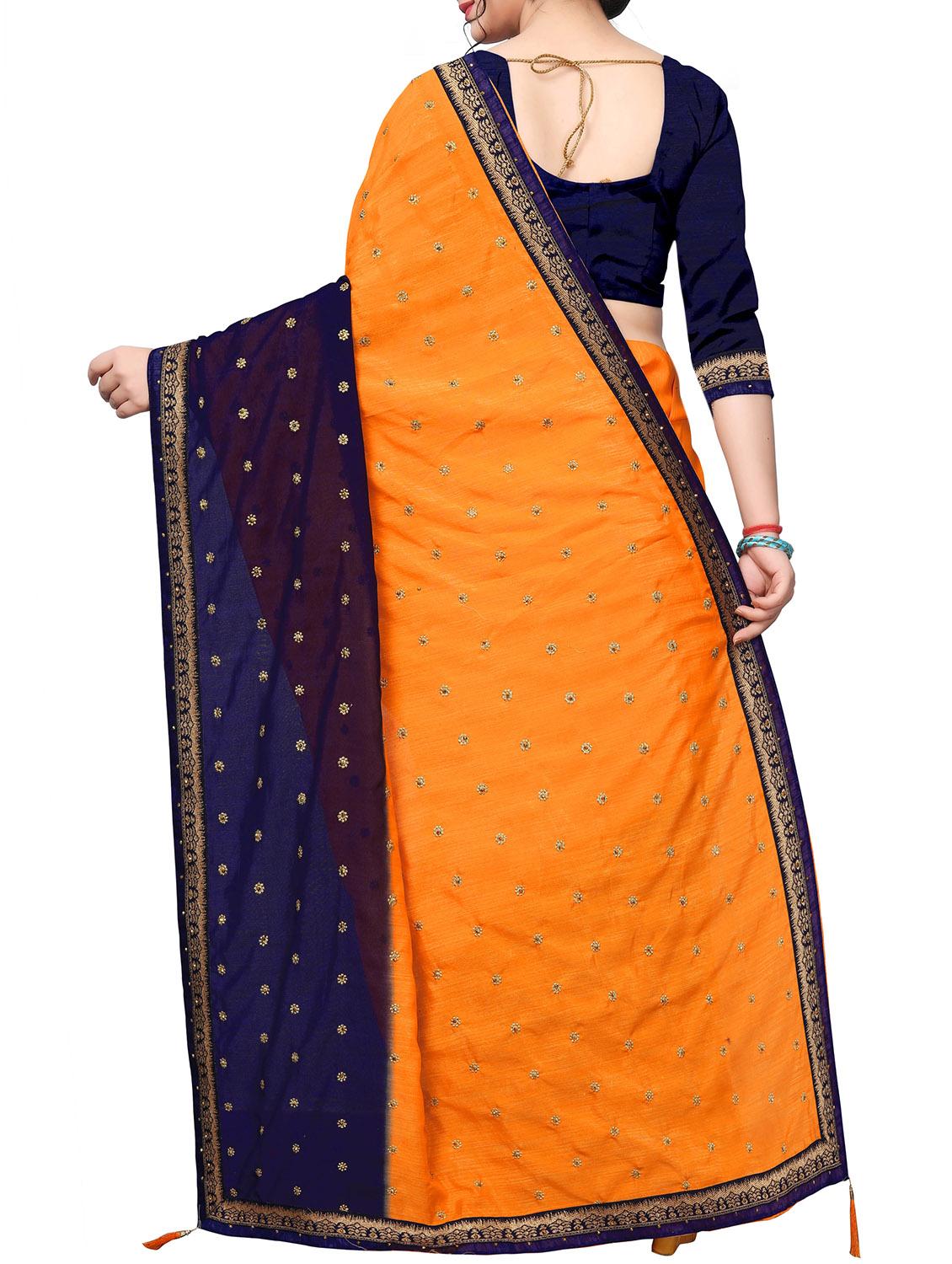 contrast border embellished saree with blouse - 16019767 - Zoom Image - 2