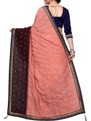 contrast border embellished saree with blouse - 16019768 - Standard Image - 2