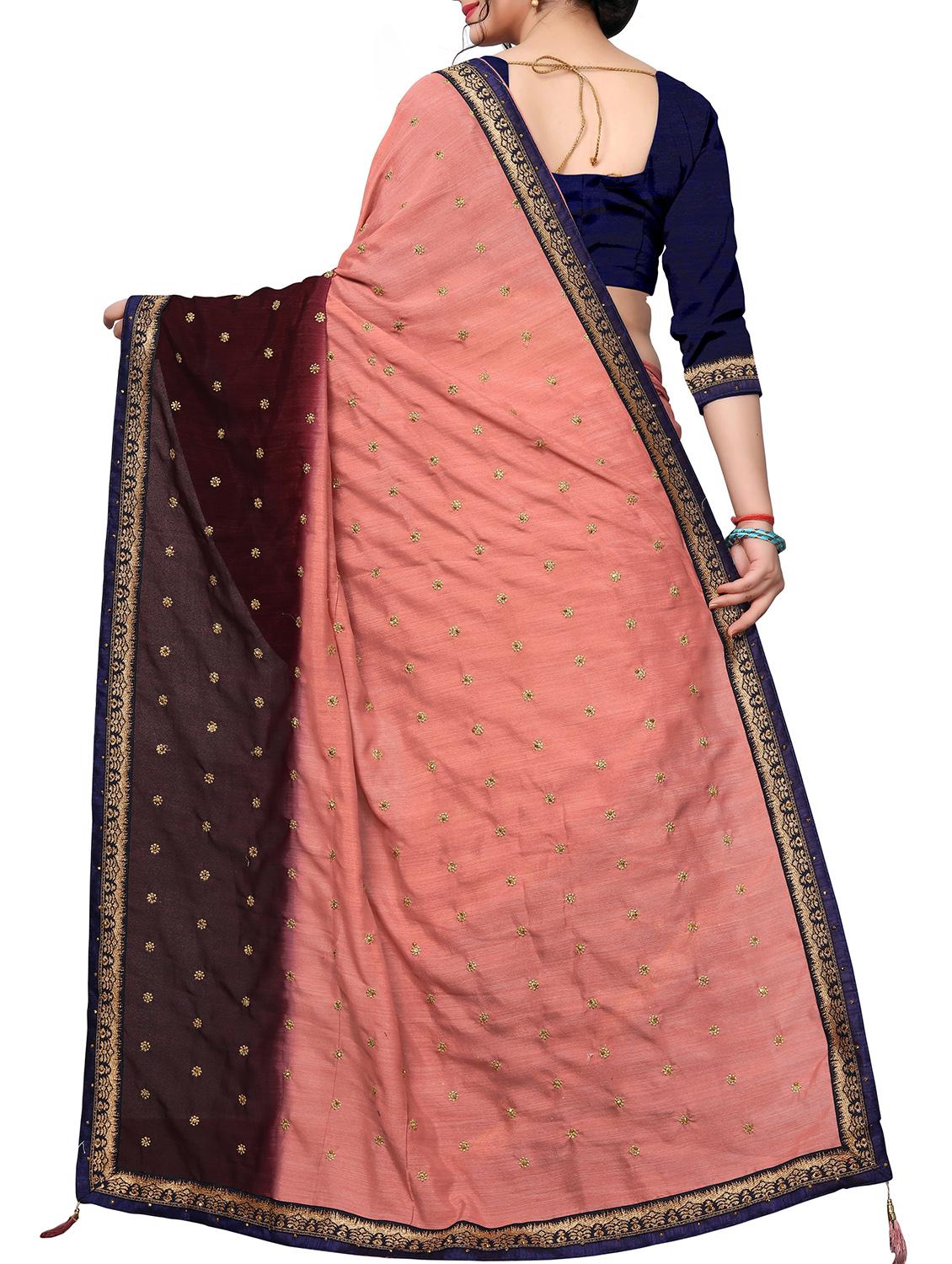 contrast border embellished saree with blouse - 16019768 - Zoom Image - 2