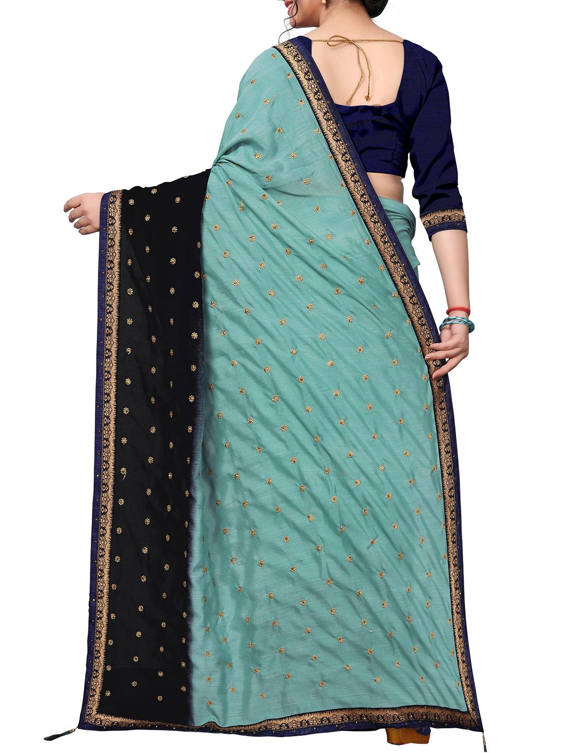 contrast border embellished saree with blouse - 16019769 - Zoom Image - 2