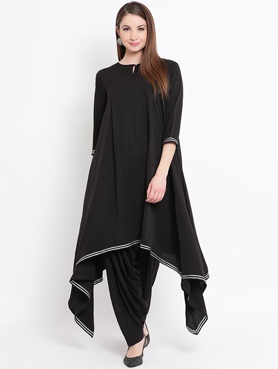 Asymmetric solid kurta salwar set - 16020298 - Zoom Image - 1