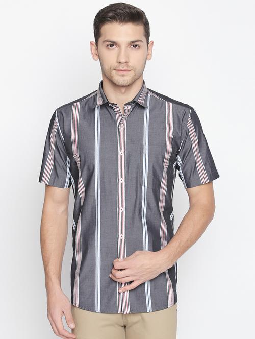 grey striped casual shirt - 16021506 - Standard Image - 1