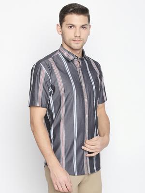 grey striped casual shirt - 16021506 - Standard Image - 2