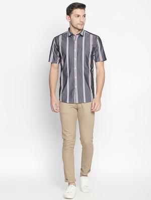 grey striped casual shirt - 16021506 - Standard Image - 4