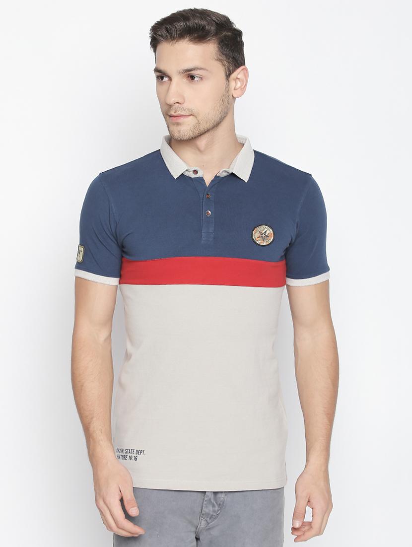 grey color block t-shirt - 16021508 - Zoom Image - 1