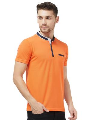orange solid collared t-shirt - 16021560 - Standard Image - 2