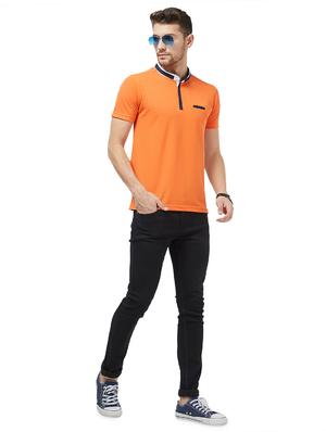 orange solid collared t-shirt - 16021560 - Standard Image - 4
