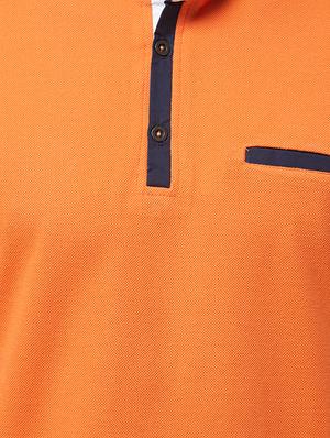 orange solid collared t-shirt - 16021560 - Standard Image - 5