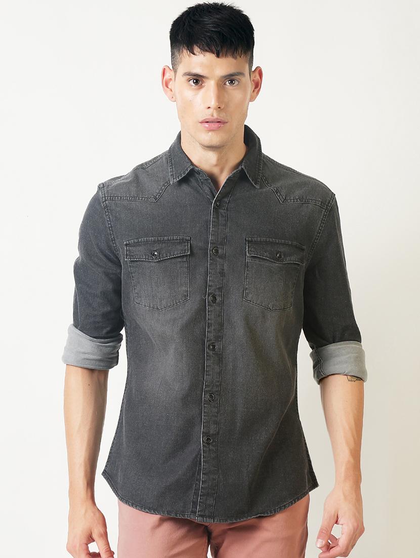 grey faded casual shirt - 16021615 - Zoom Image - 1