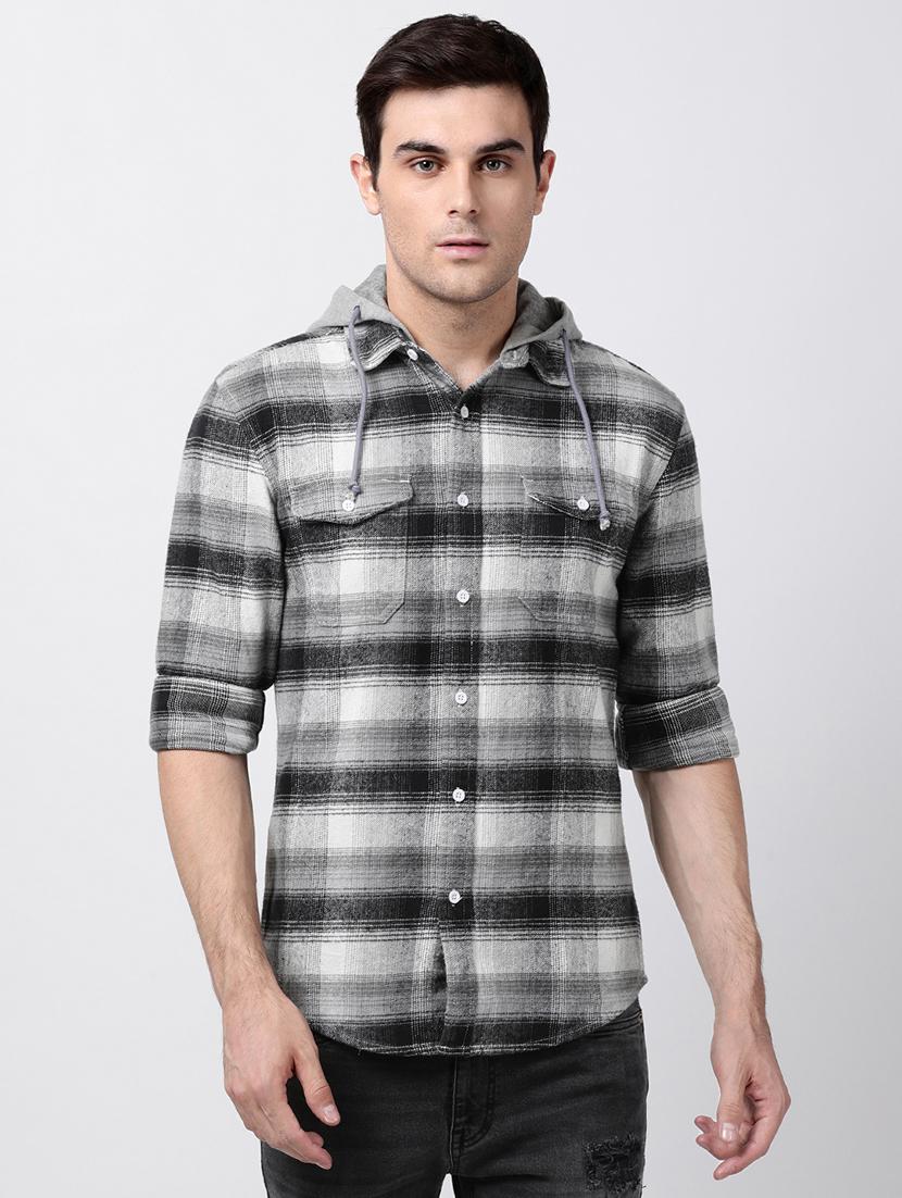 grey checkered casual shirt - 16021616 - Zoom Image - 1