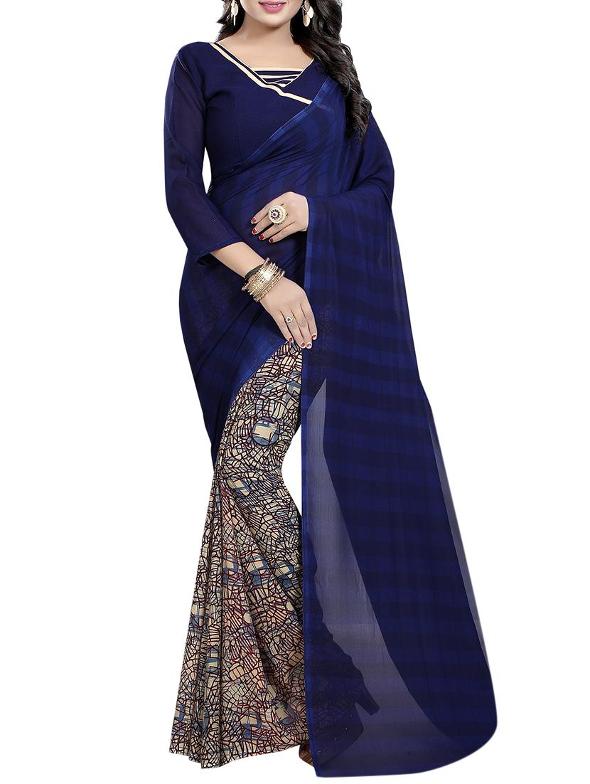 Abstract printed saree with blouse - 16023315 - Zoom Image - 1