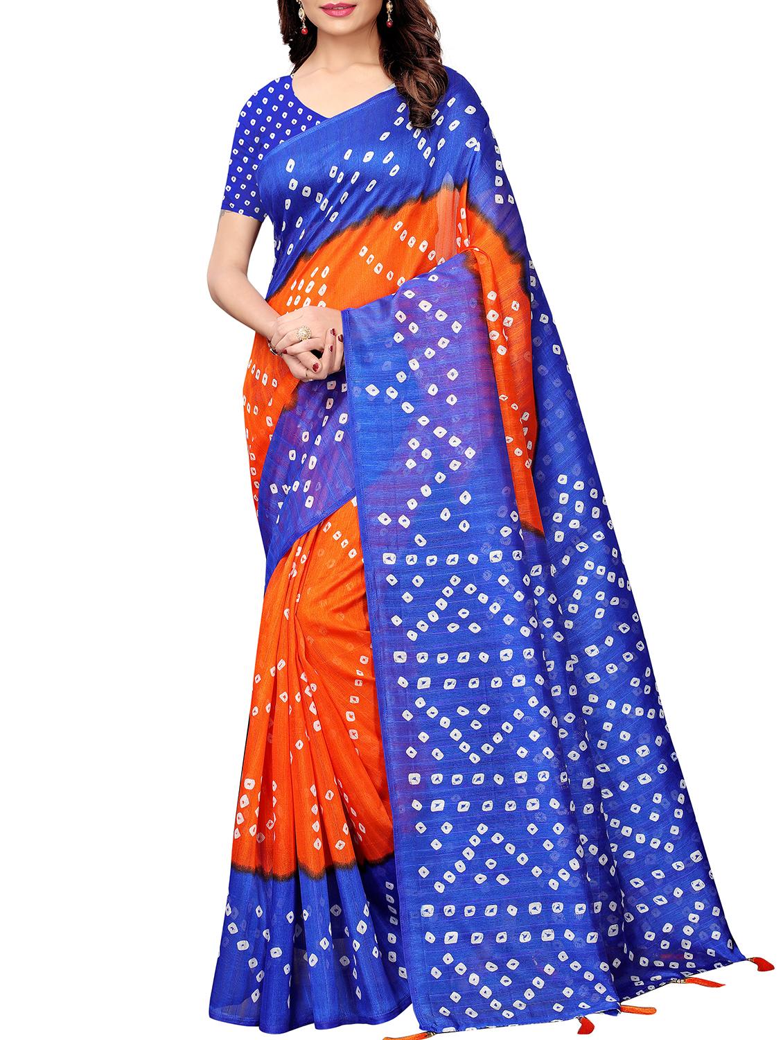 Bandhani printed bhagalpuri saree with blouse - 16023593 - Zoom Image - 1