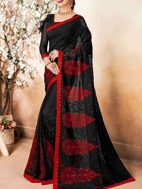 Tonal embroidered saree with blouse - 16023629 - Standard Image - 1