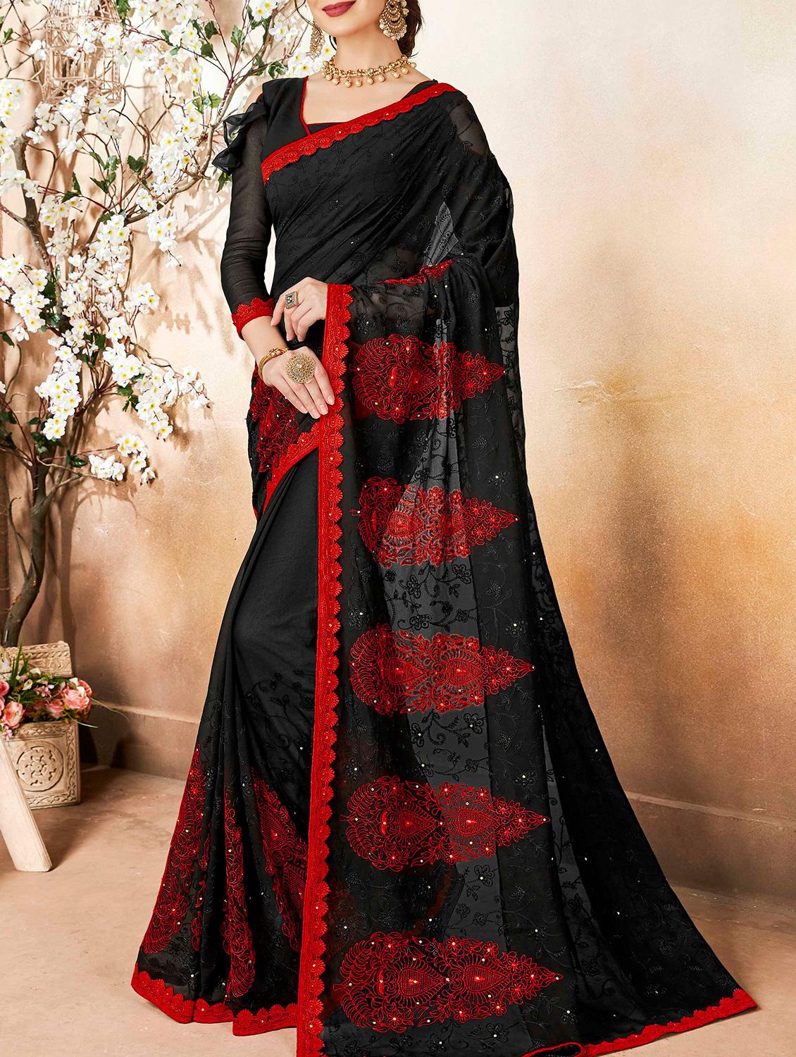 Tonal embroidered saree with blouse - 16023629 - Zoom Image - 1