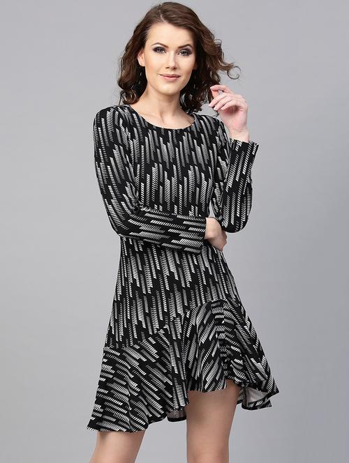 round neck fit & flare dress - 16024614 - Standard Image - 1