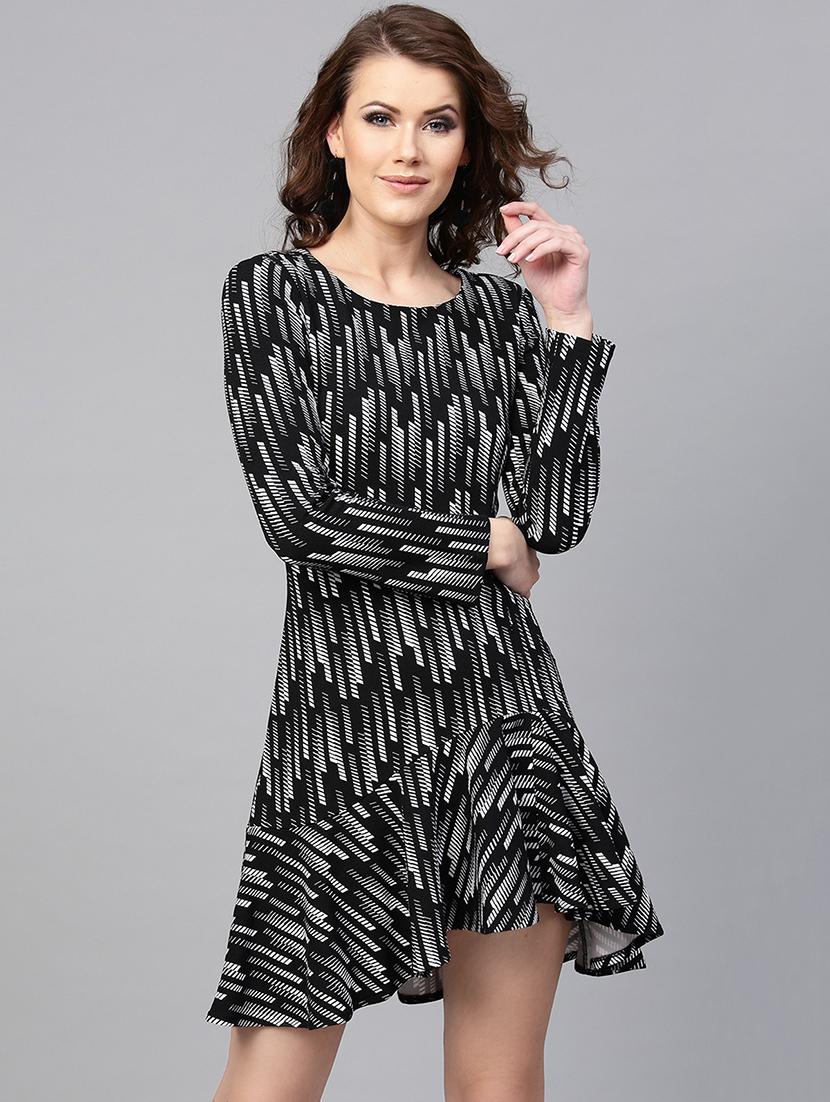 round neck fit & flare dress - 16024614 - Zoom Image - 1