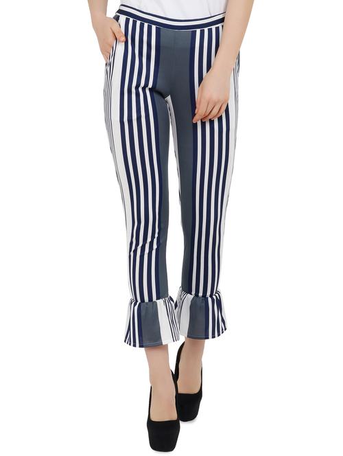 ruffled hem striped trouser - 16024657 - Standard Image - 1