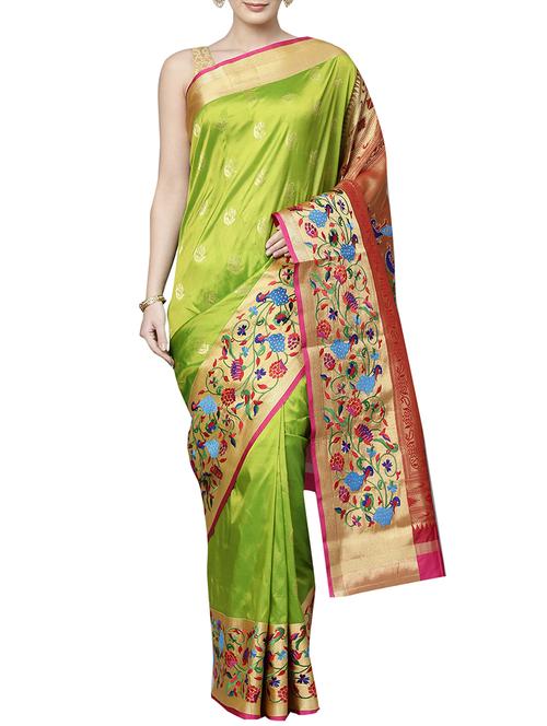 floral embroidered paithani saree with blouse - 16024816 - Standard Image - 1