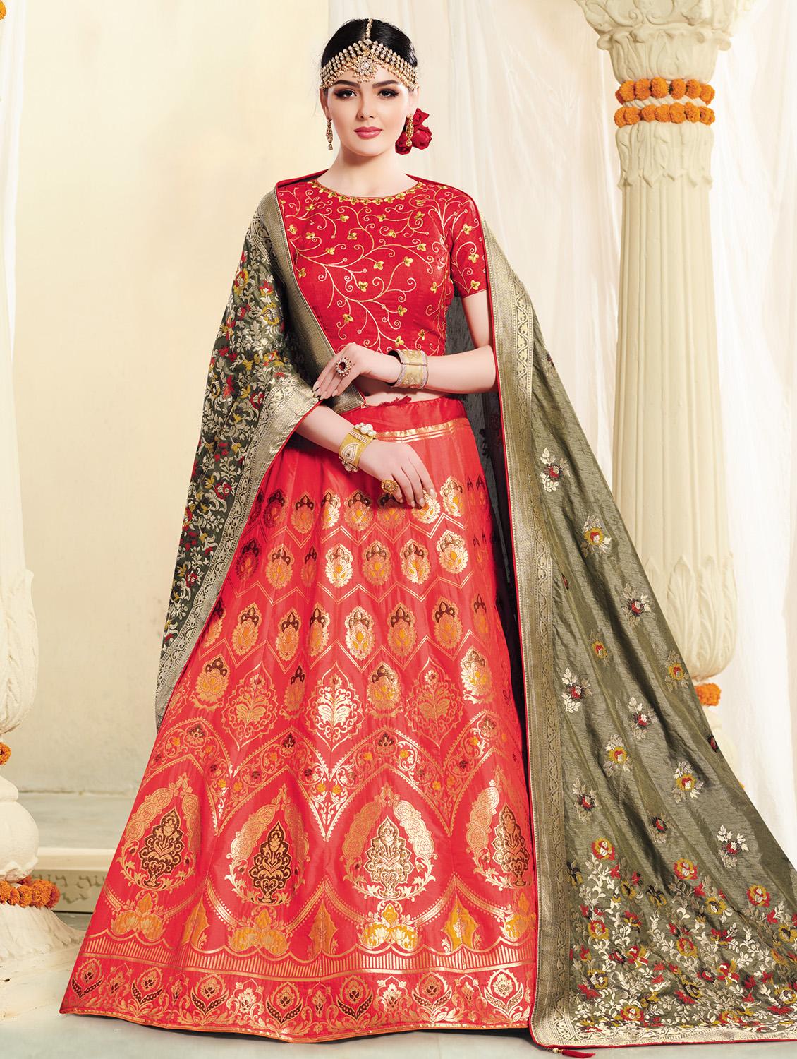 Foil print a-line lehenga - 16024897 - Zoom Image - 1