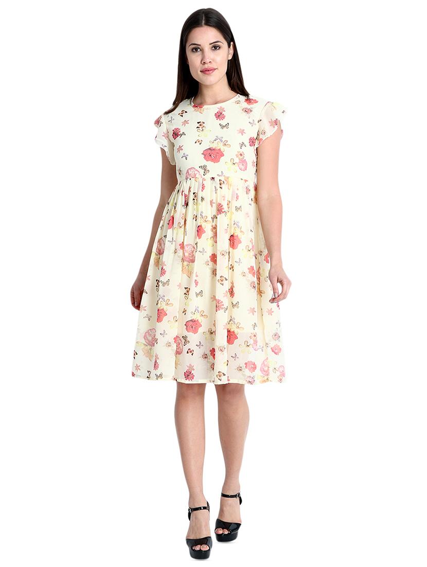 ruffle sleeved floral a-line dress - 16025249 - Zoom Image - 1