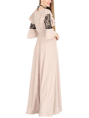 contrast lace flared maxi dress - 16026822 - Standard Image - 3
