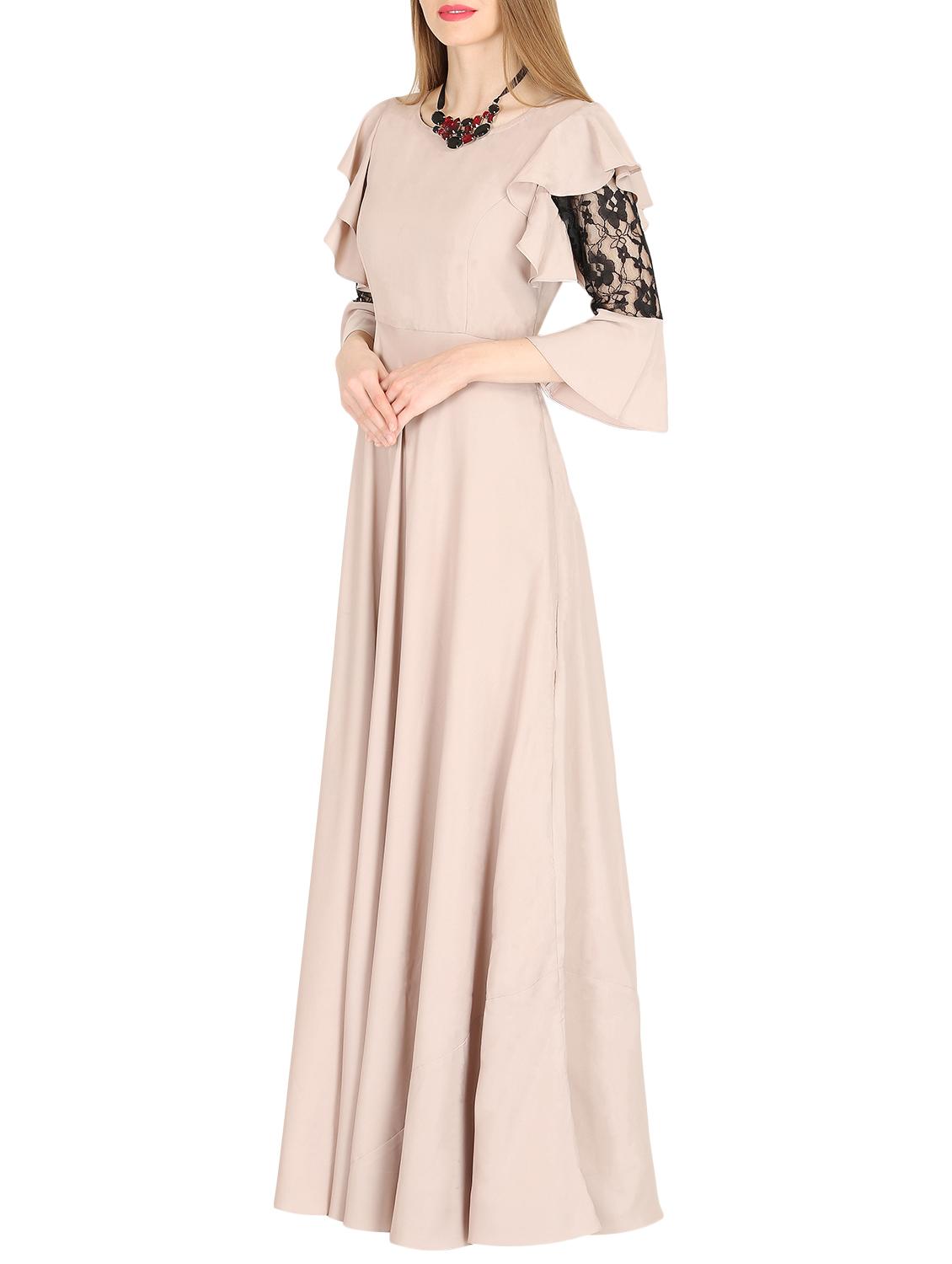 contrast lace flared maxi dress - 16026822 - Zoom Image - 2