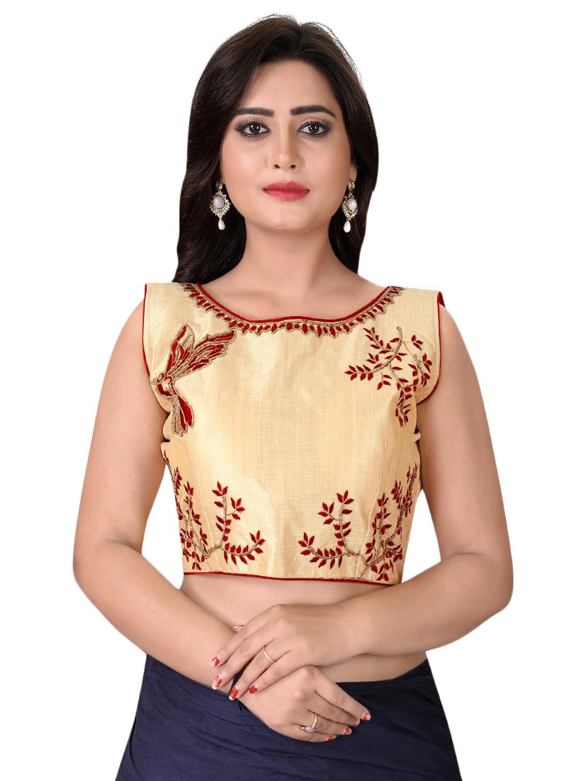 beige silk embroidered blouse - 16027717 - Zoom Image - 1