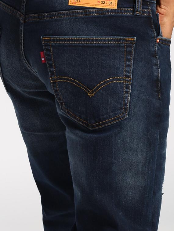 blue cotton heavy washed jeans - 16027773 - Zoom Image - 5