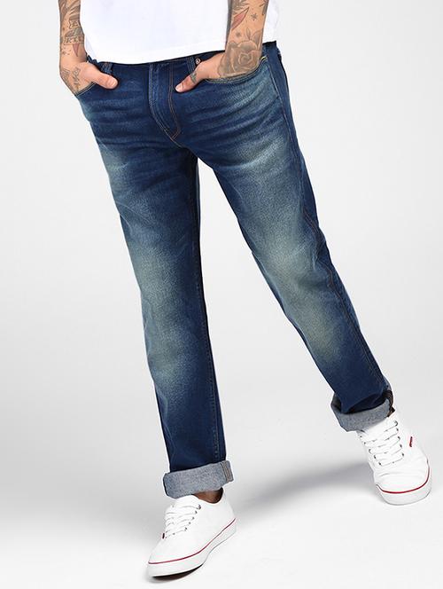 blue cotton heavy washed jeans - 16027933 - Standard Image - 1