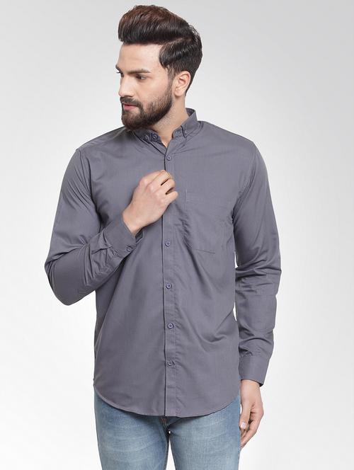 grey cotton casual shirt - 16028957 - Standard Image - 1