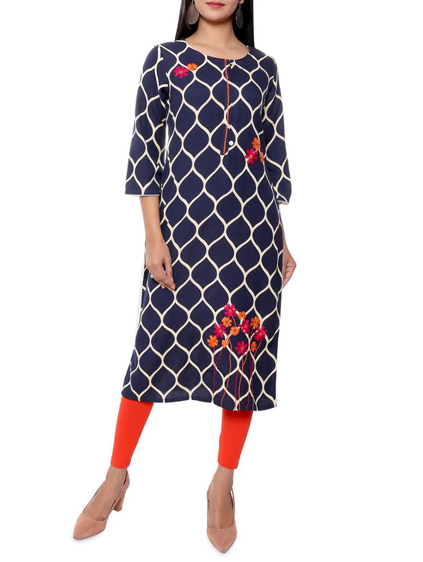 embroidered straight kurta - 16029118 - Zoom Image - 1