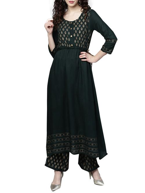 foil printed kurta palazzo set - 16029352 - Very Small Image - 1