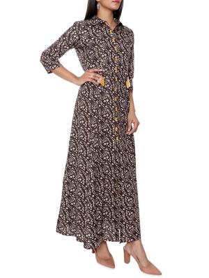 button detail maxi dress - 16029367 - Standard Image - 2