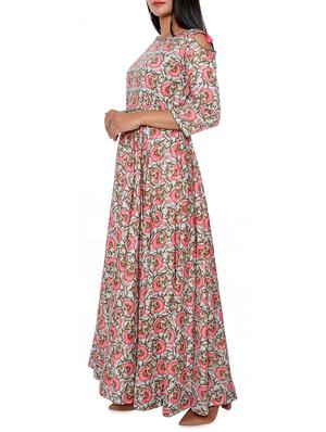 cold shoulder floral maxi dress - 16029370 - Standard Image - 2