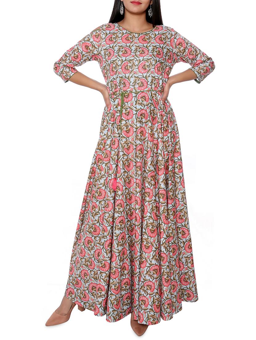 cold shoulder floral maxi dress - 16029370 - Zoom Image - 1