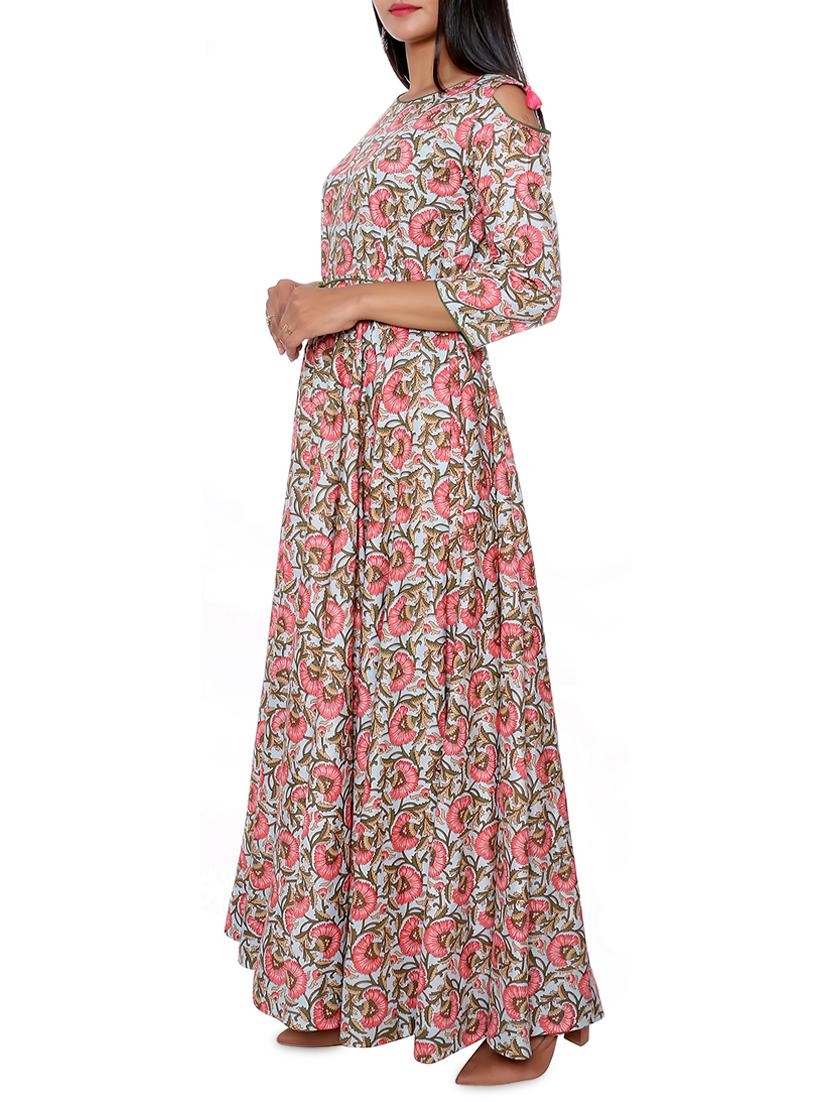 cold shoulder floral maxi dress - 16029370 - Zoom Image - 2