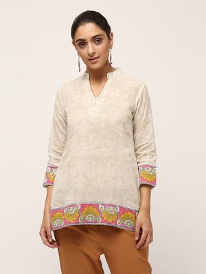 kalamkari printed straight kurti - 16029417 - Standard Image - 2