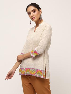kalamkari printed straight kurti - 16029417 - Standard Image - 3