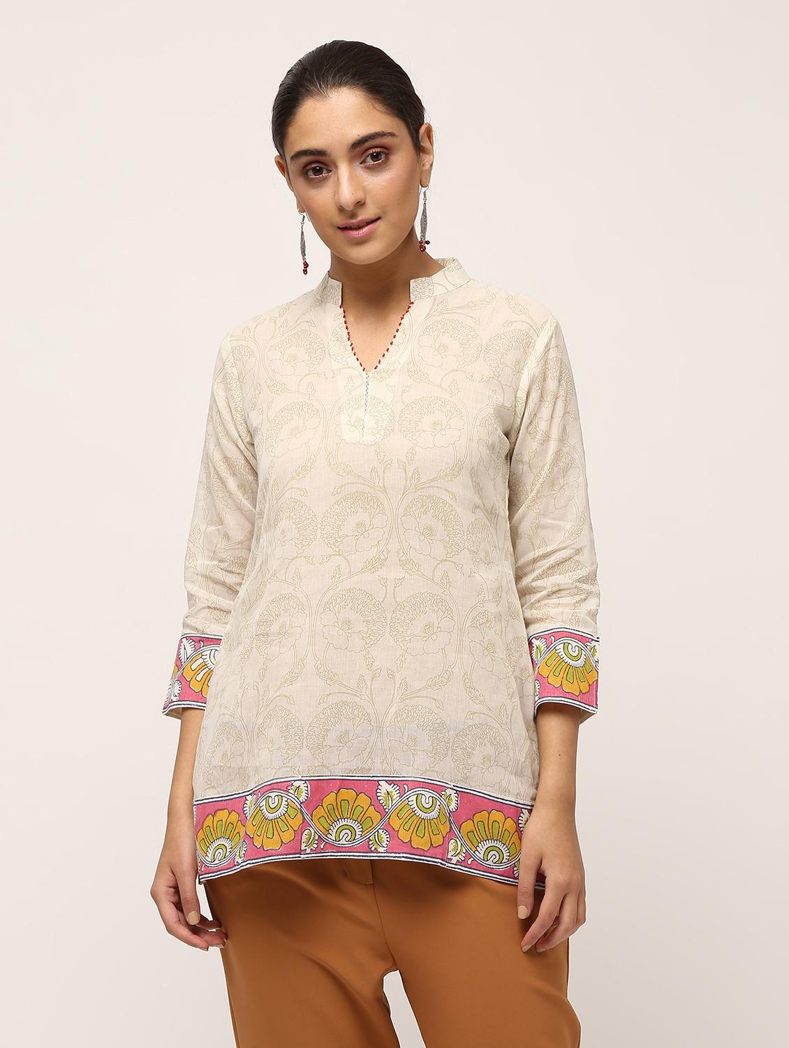 kalamkari printed straight kurti - 16029417 - Zoom Image - 2